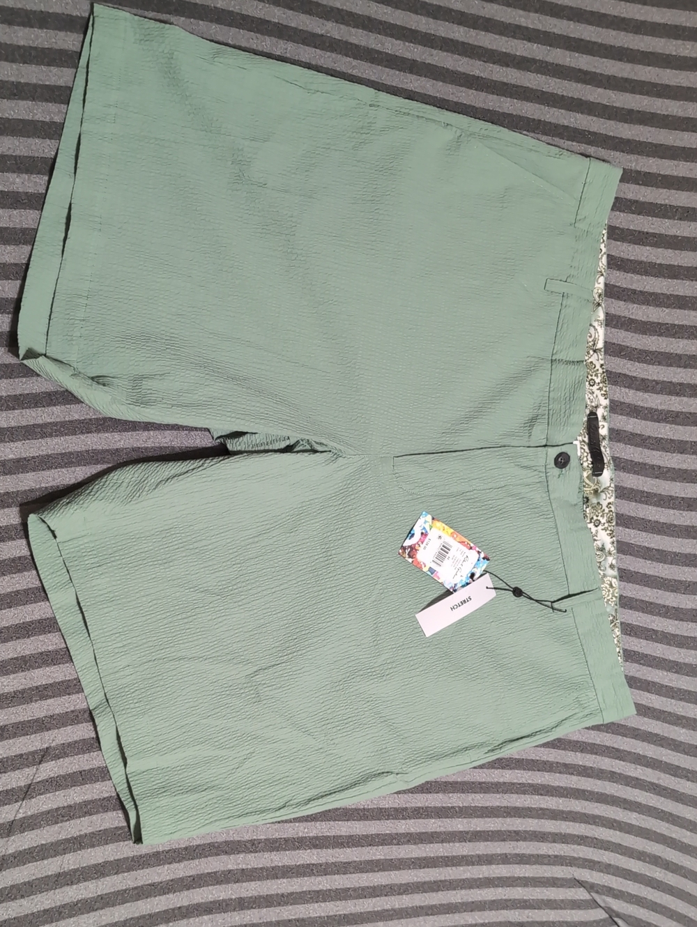 Robert Graham Sage Green Flat-Front Men's Shorts 44 Stretch